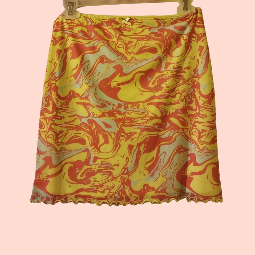 Wild Fable yellow and pink marble mini skirt